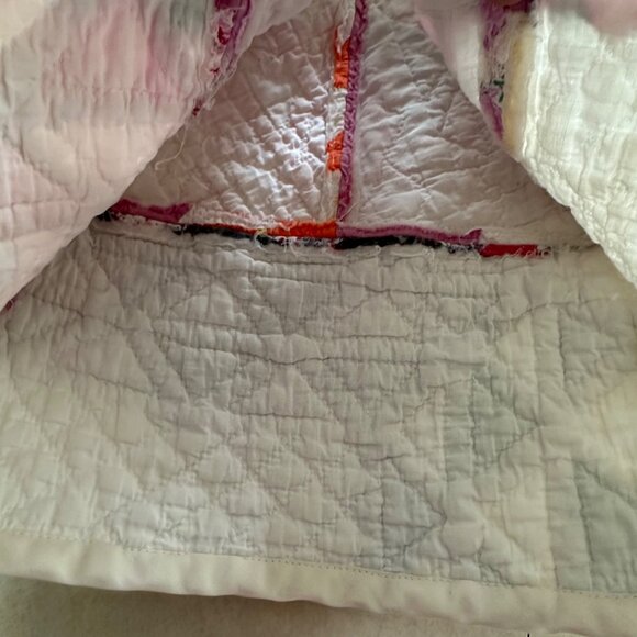 Handmade Baby Hooded Jacket Made from Vintage Quilts NB Calliope Pink White - Picture 12 of 12